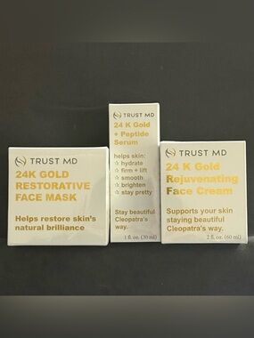 TRUST MD 24K Gold Face Cream, Face Mask & Peptide Serum Skincare Set
